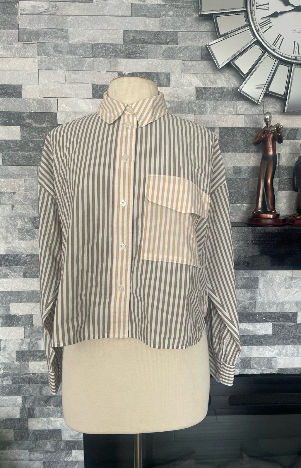 Madewell Flop Pocket Crop Button Up Shirt Size M ( Oversized)