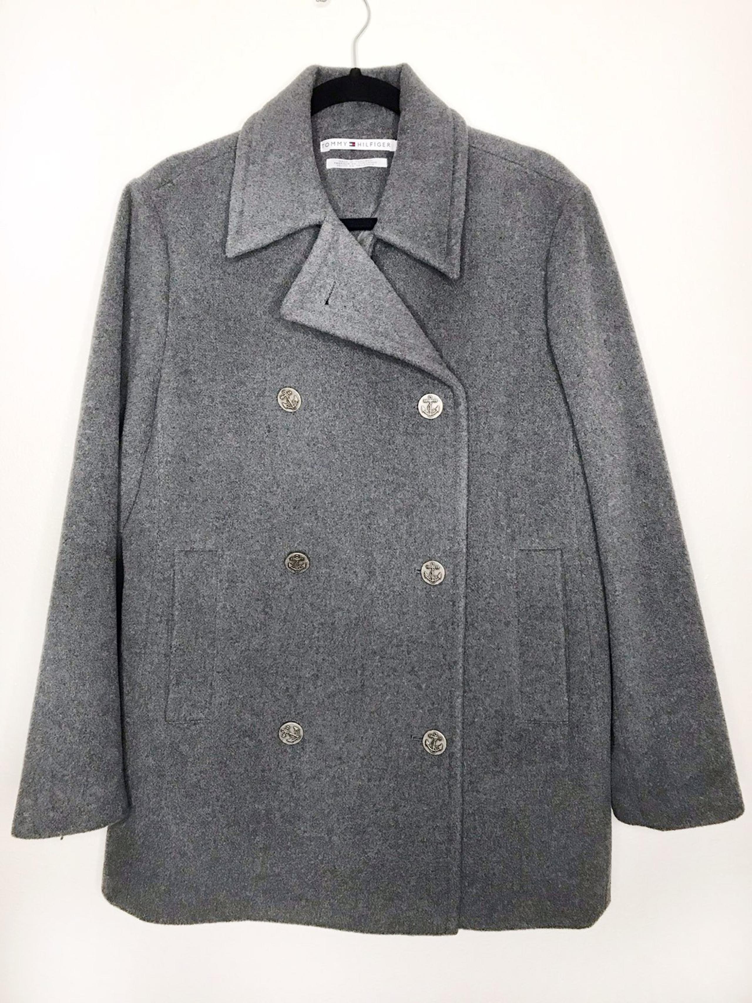 Tommy Hilfiger Grey Peacoat Large Womens