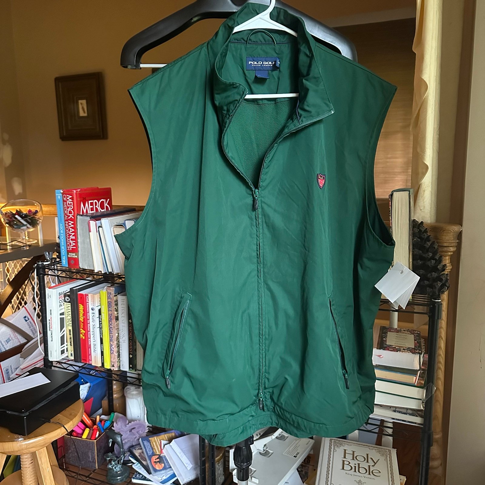 Vintage Ralph Lauren Polo Golf Blue Label UNISEX Full Zip Vest -pockets XXL