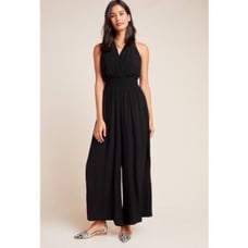 Anthropologie Black Bionda Plisse Jumpsuit size large