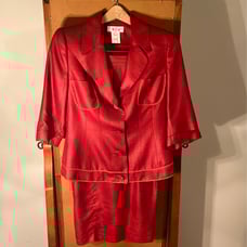 Red Terry skirt suit