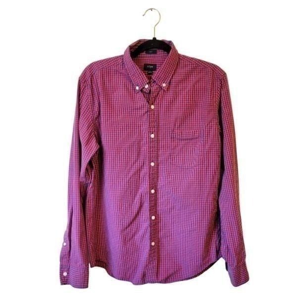 J. Crew Red and Blue Gingham Slim Fit Button Down Shirt