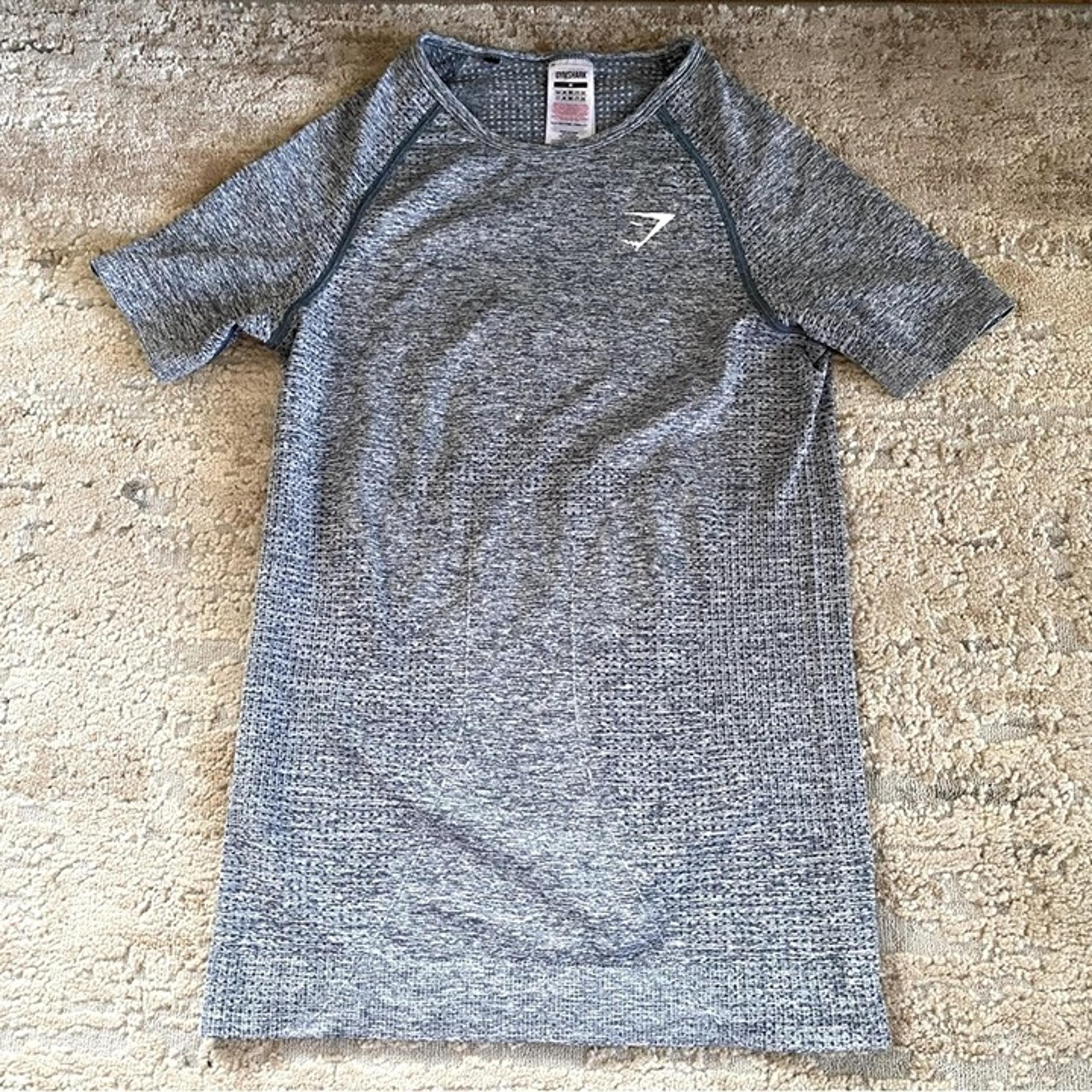 Gymshark Vital Seamless Short Sleeve Tee Workout Blue Round Neck Heathered: Med