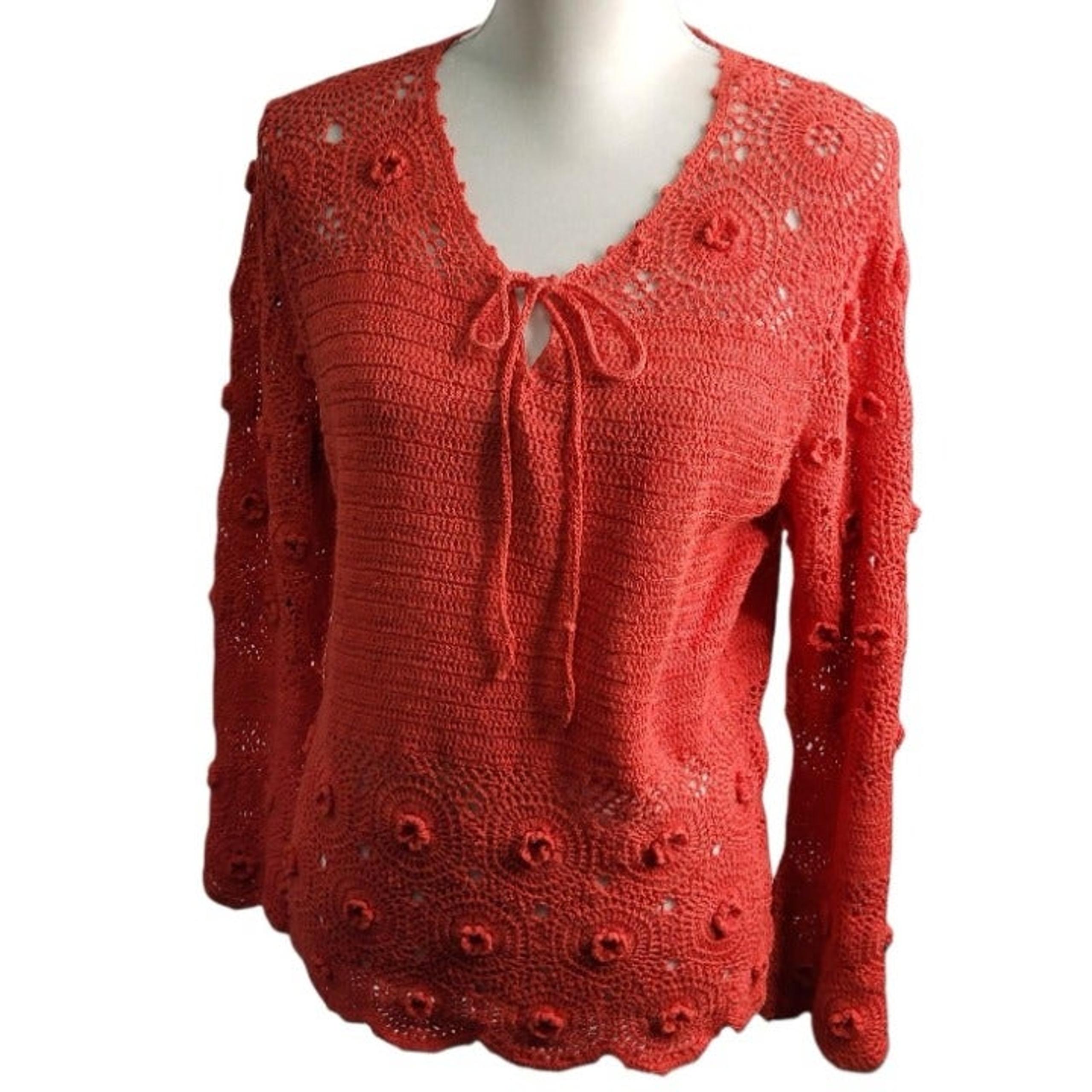 Josephine Chaus Women Cardigan Sweater Size XL Red Long Sleeves Collarless