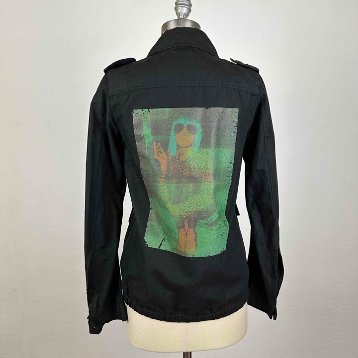 Sly Glamour Graphic Print Military Casual Jacket