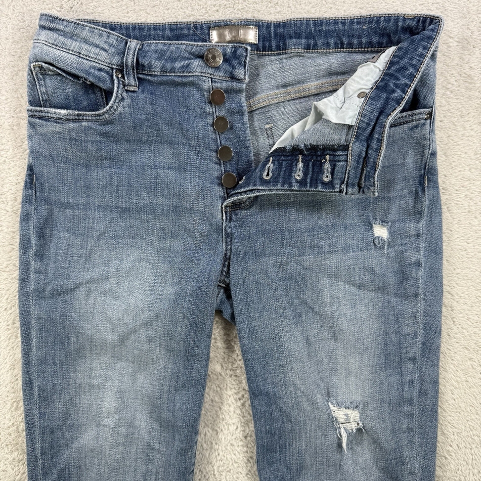 Kut From The Kloth Jeans Womens 8 Blue Elizabeth Slouchy Boyfriend Crop Stretch