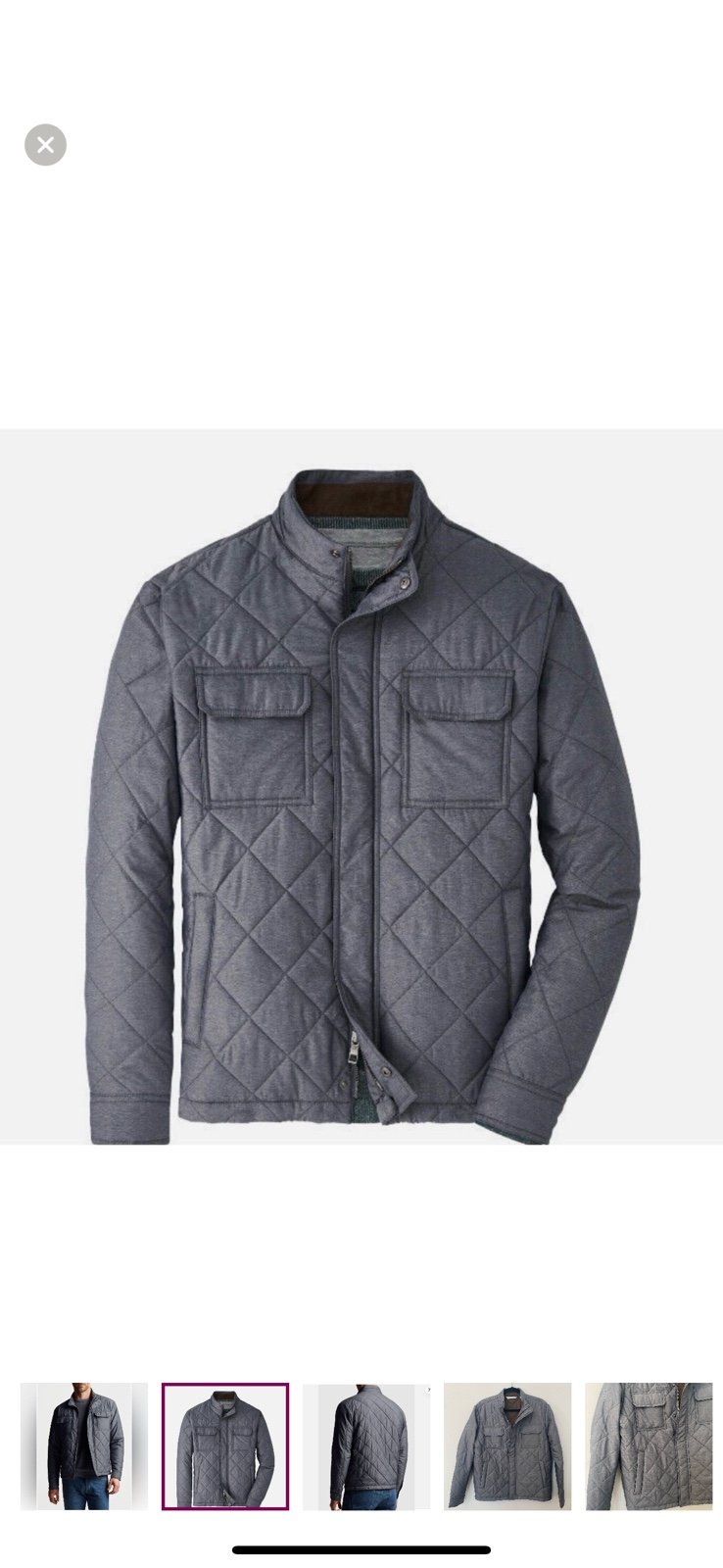 Peter Millar Men's Gray Norfolk Quilted Full Zip Bomber Jacket