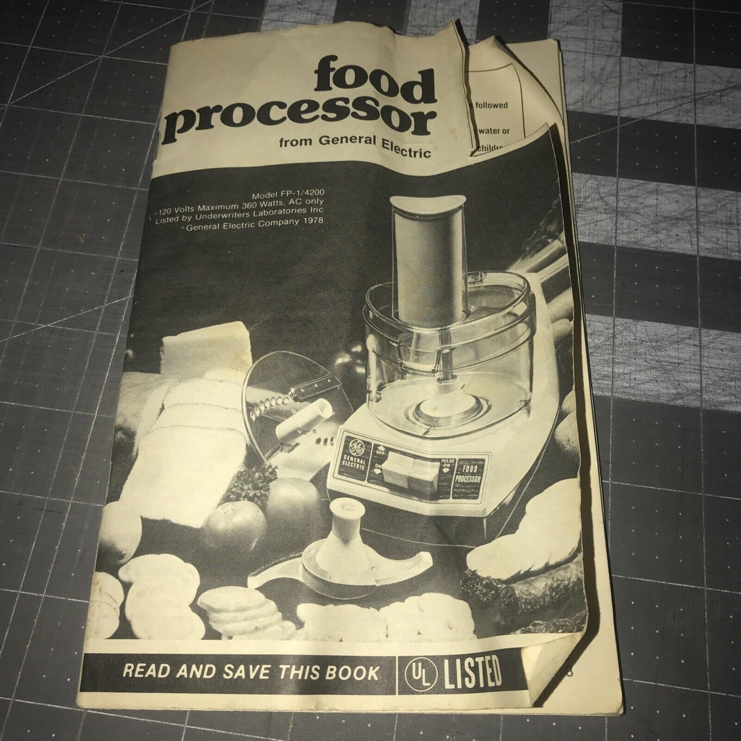 Vintage GE General Electric Food Processor Model FP1 4200 User Manual Recipes