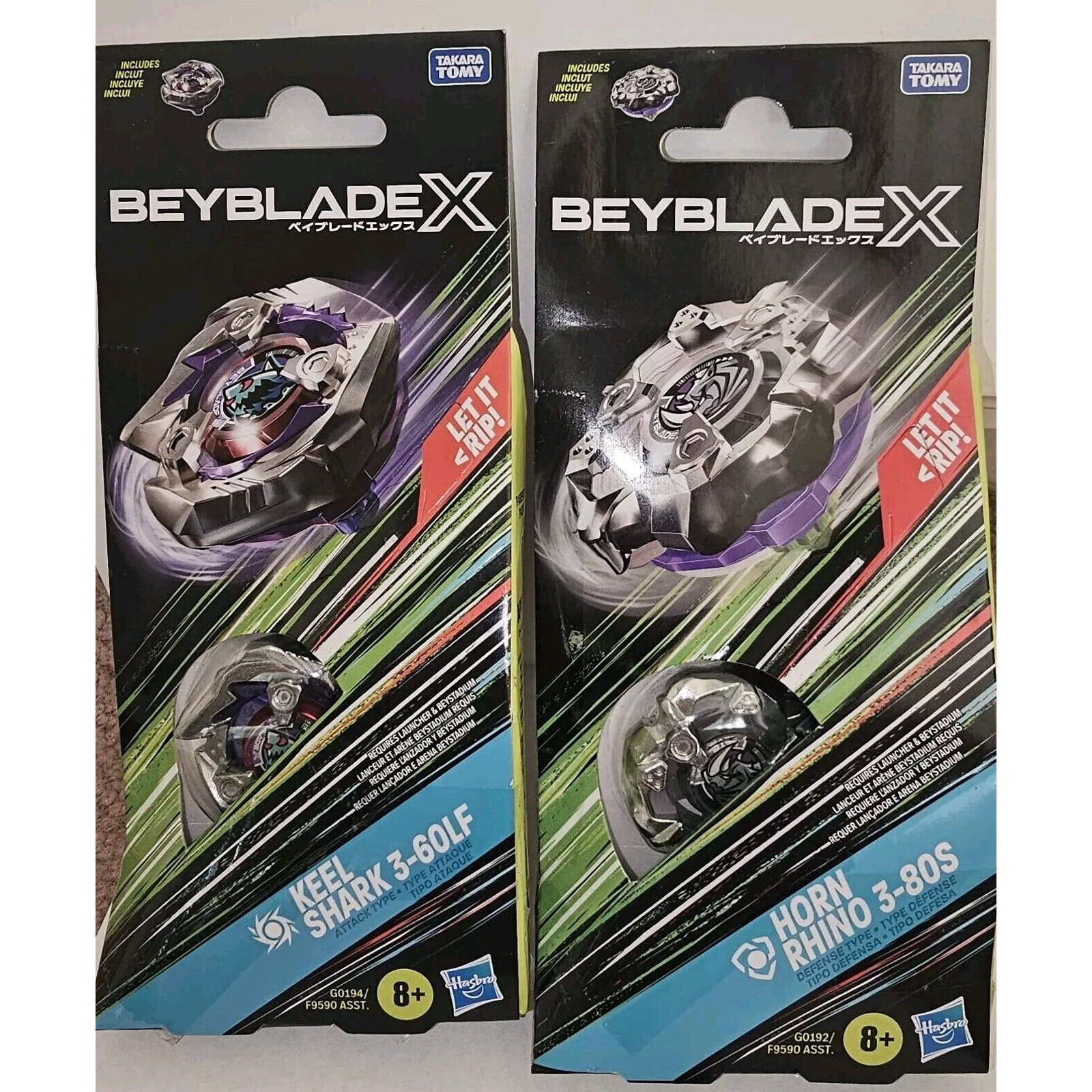 Beyblade X Keel Shark- 3-60LF Top Booster Purple Version Horn Rhino 3-80S