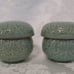 Pair of Celadon Porcelain 3 Piece Tea Caddy's Pot Jar Box Signed