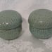 Pair of Celadon Porcelain 3 Piece Tea Caddy's Pot Jar Box Signed