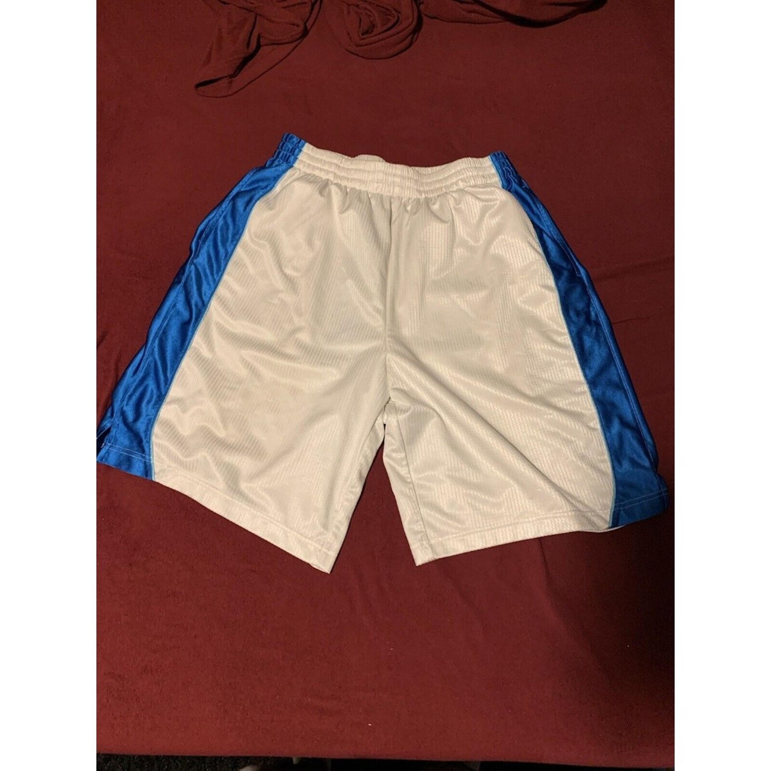 Tek Gear White Blue Athletic Basketball Shorts Dry Tek Men’s Size XL