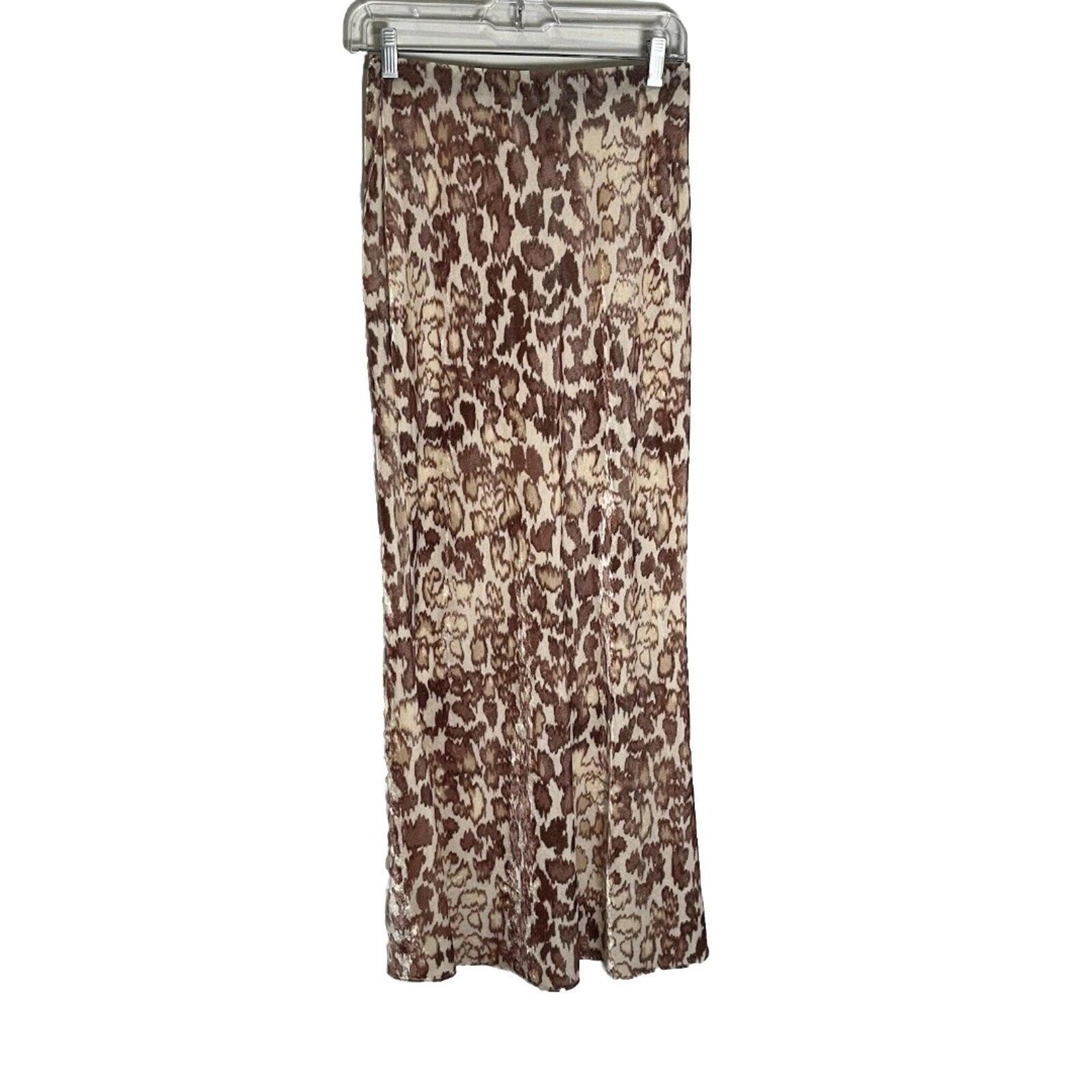 Anthropologie Skirt Women’s XS Tilda Maxi Slip Velvet Animal Pull On Elastic