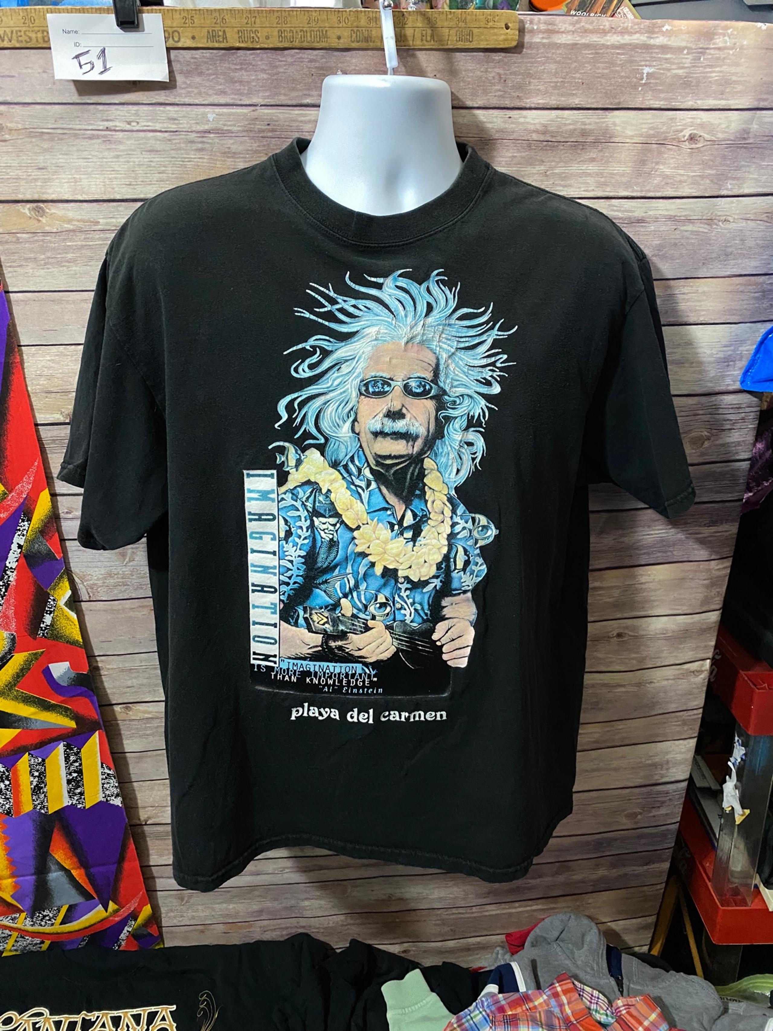 VTG 90s Albert Einstein Big Face Graphic Art Rock and Roll T Shirt XL