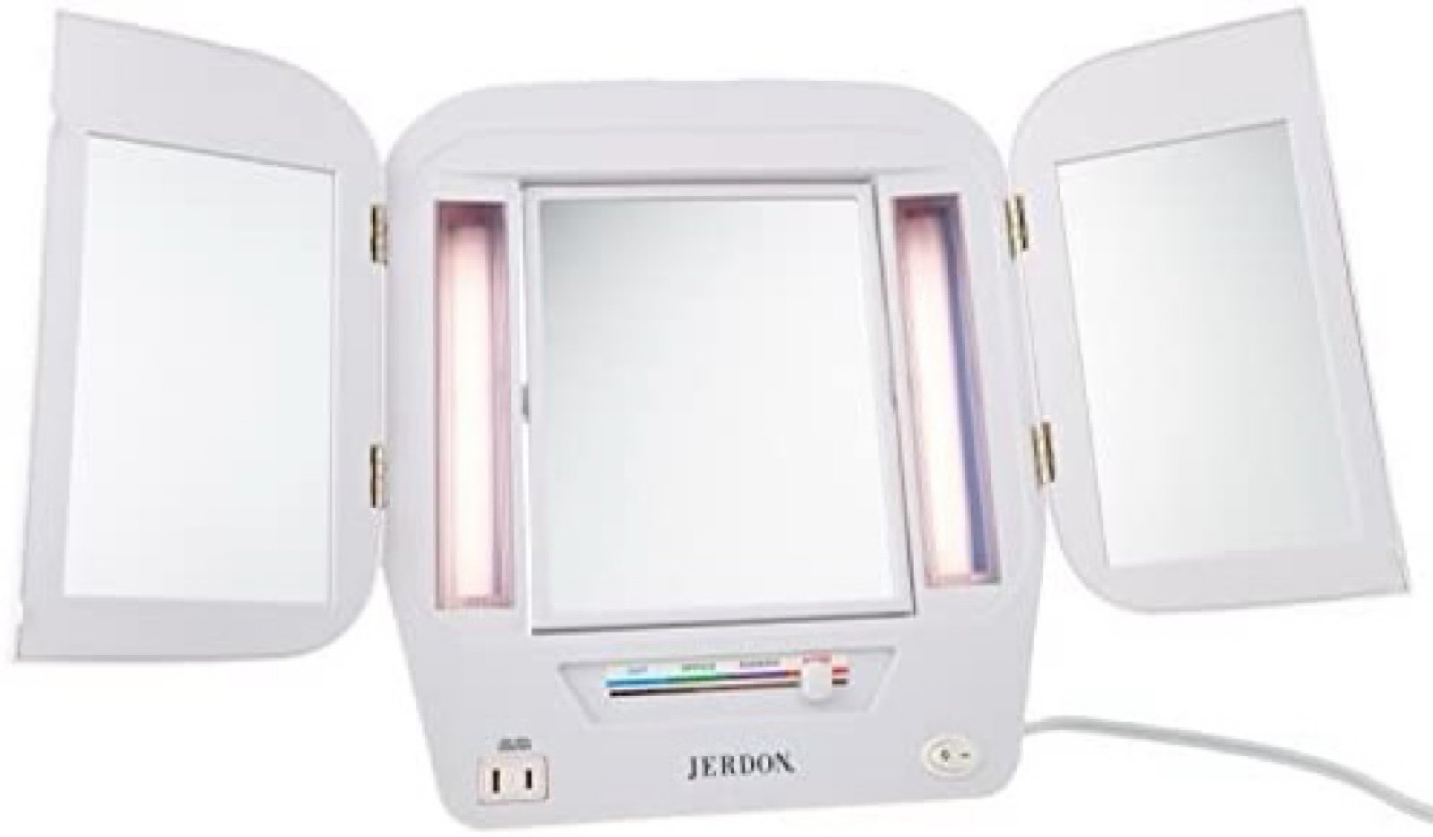 Jerdon JGL10W Lighted Makeup Mirror with 5X Magnification, White Finish, 11 x 3
