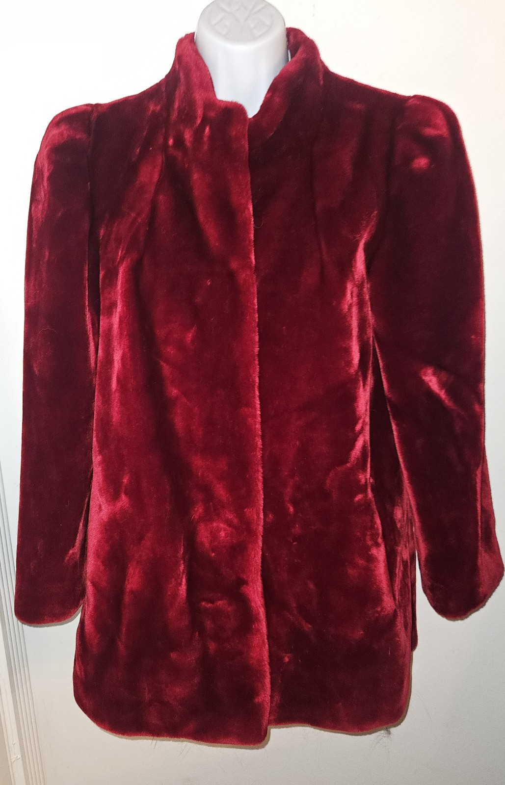 Vintage Sasson Deep Pile Faux Fur Coat Jacket Red
