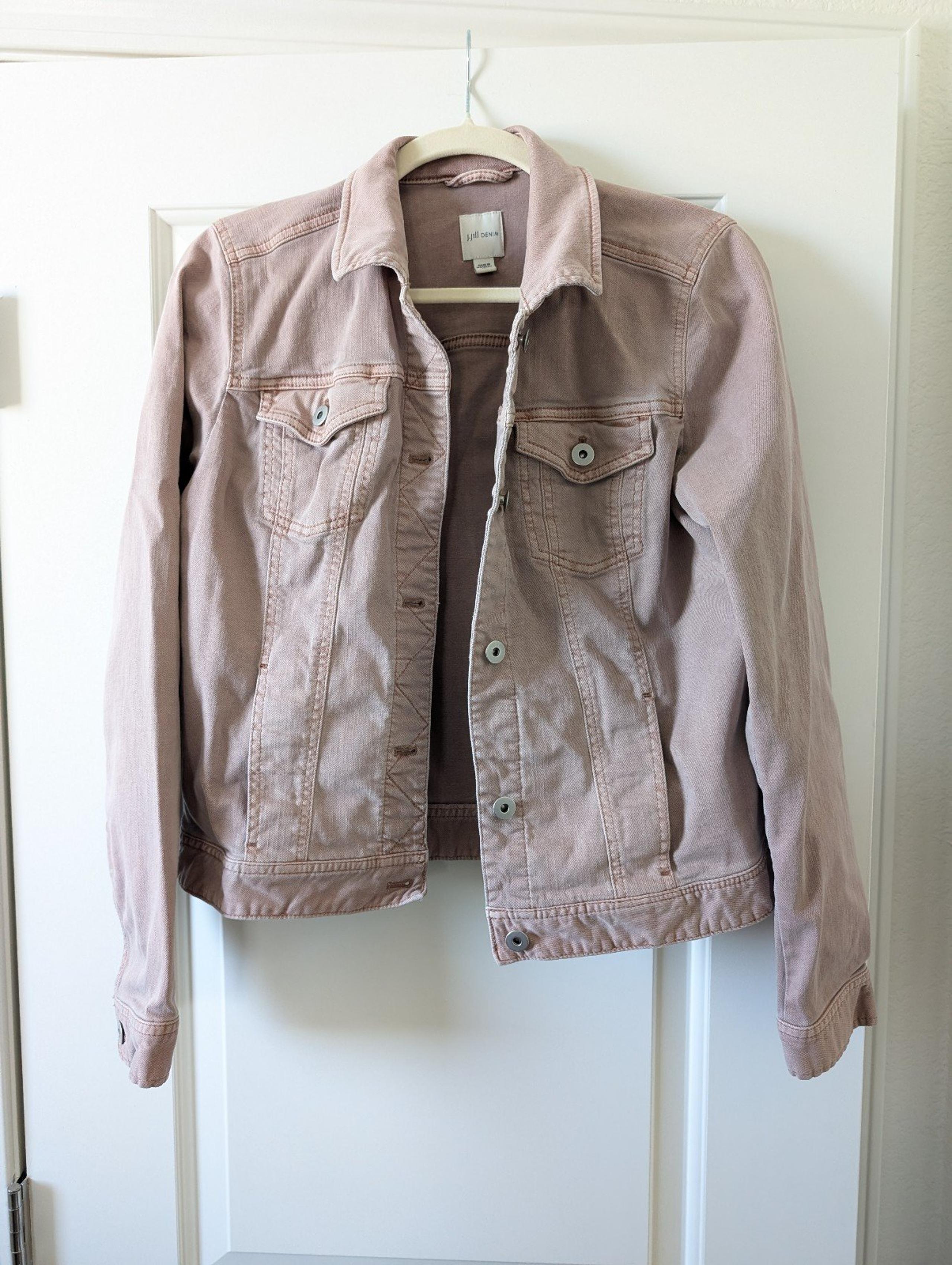 J Jill Pink Denim Jacket - cotton and spandex - Small Tall