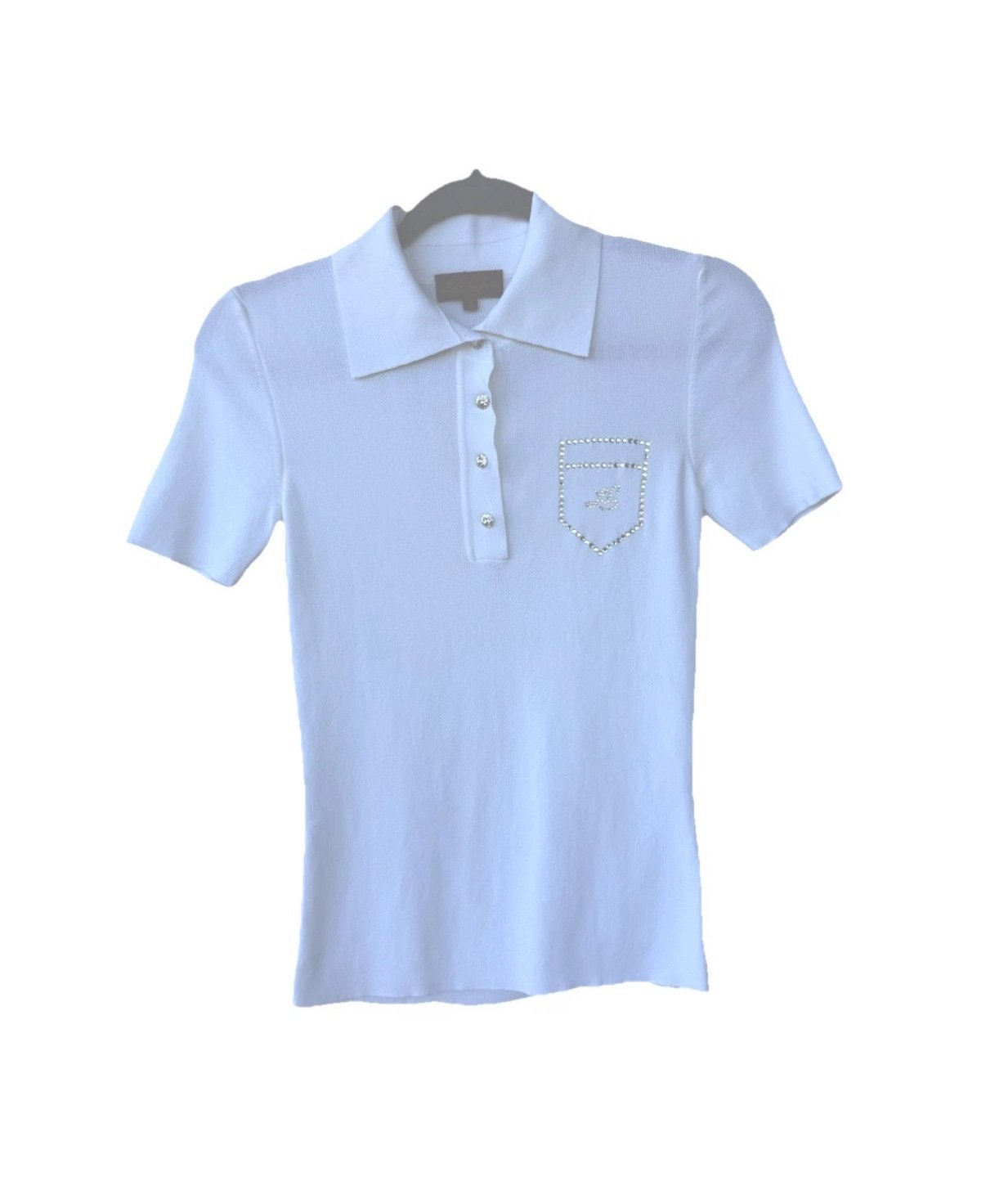 Luisa Spagnoli Polo Shirt Rhinestone Italian Designer Top S Golf Preppy Y2K