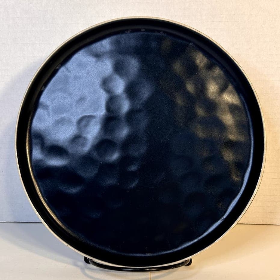 RARE La Rochelle L2R15 Solid Blue White Trim Coupe Style Salad Plate 8.5 HTF
