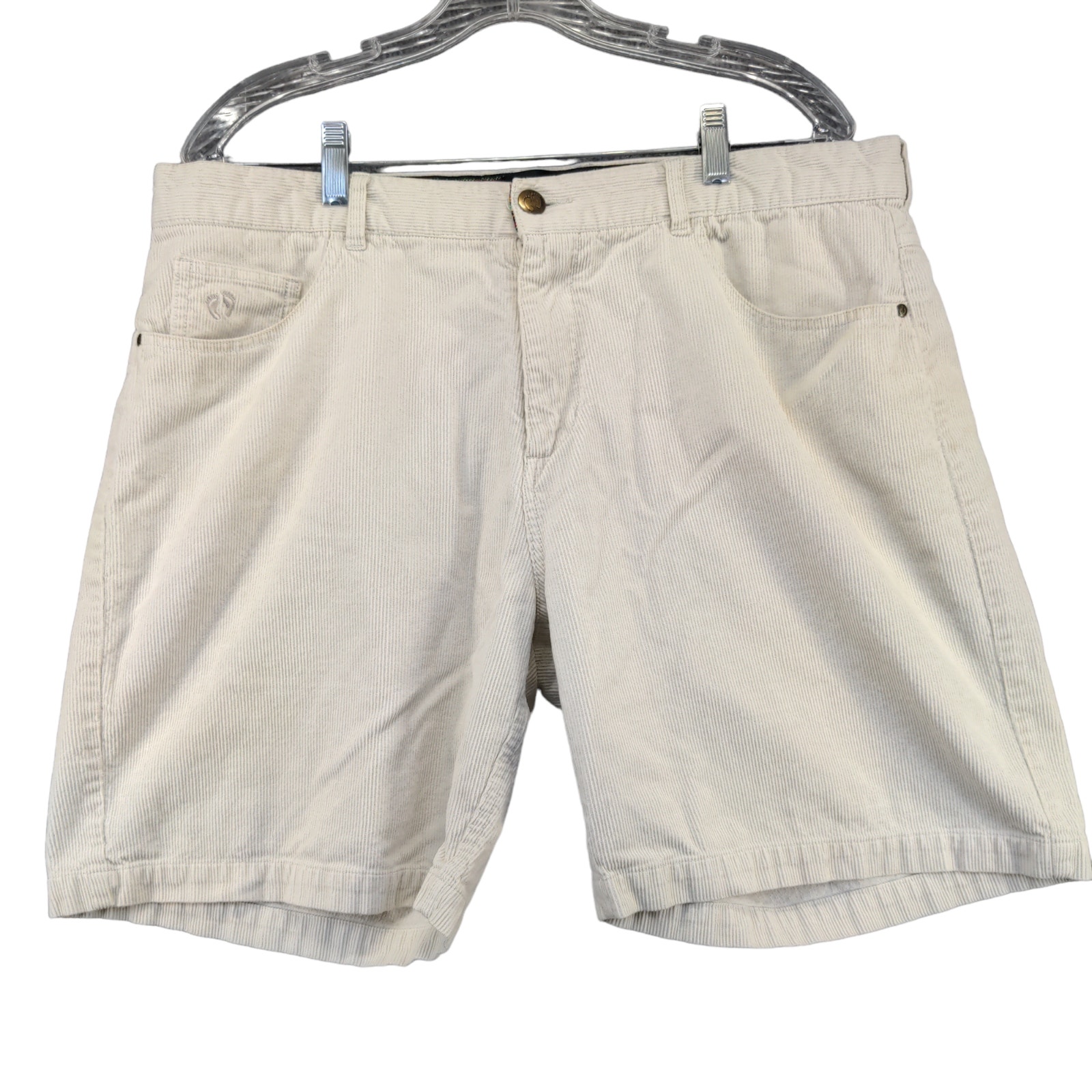 Hang Ten Gold Mens Corduroy Bermuda Shorts Cream Size 36 Pockets Vintage