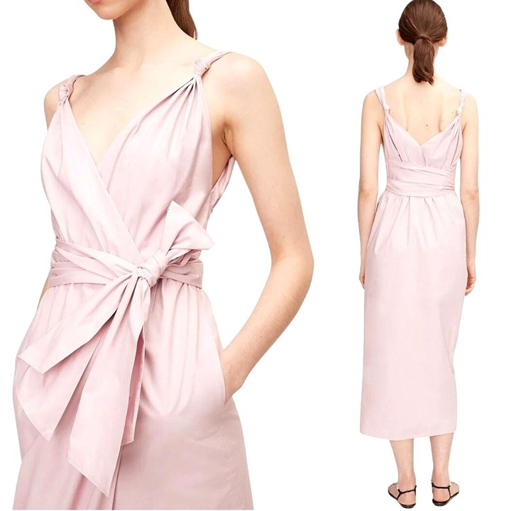 Rebecca Taylor Dress Women 4 Purple Solid Poplin Whisper Midi Party Cocktail