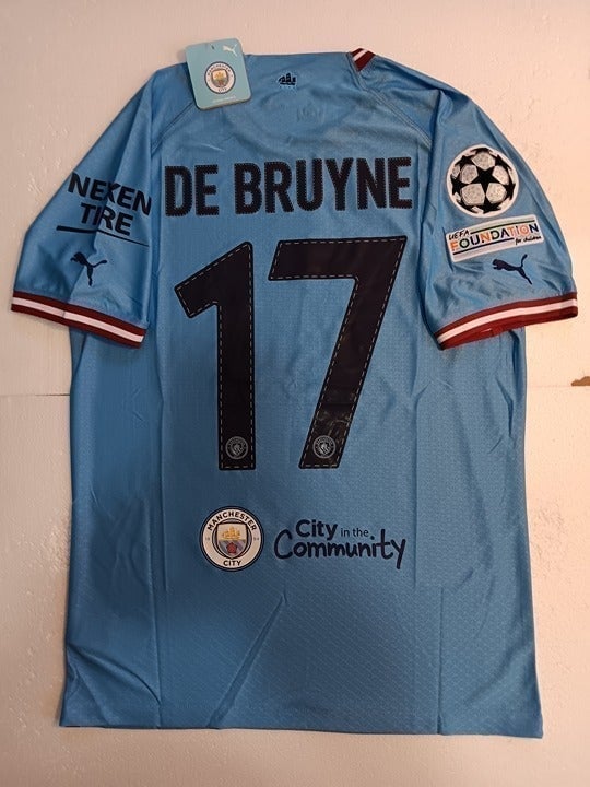 Kevin De Bruyne Manchester City UCL Final Match Slim Home Soccer Jersey 2022-23