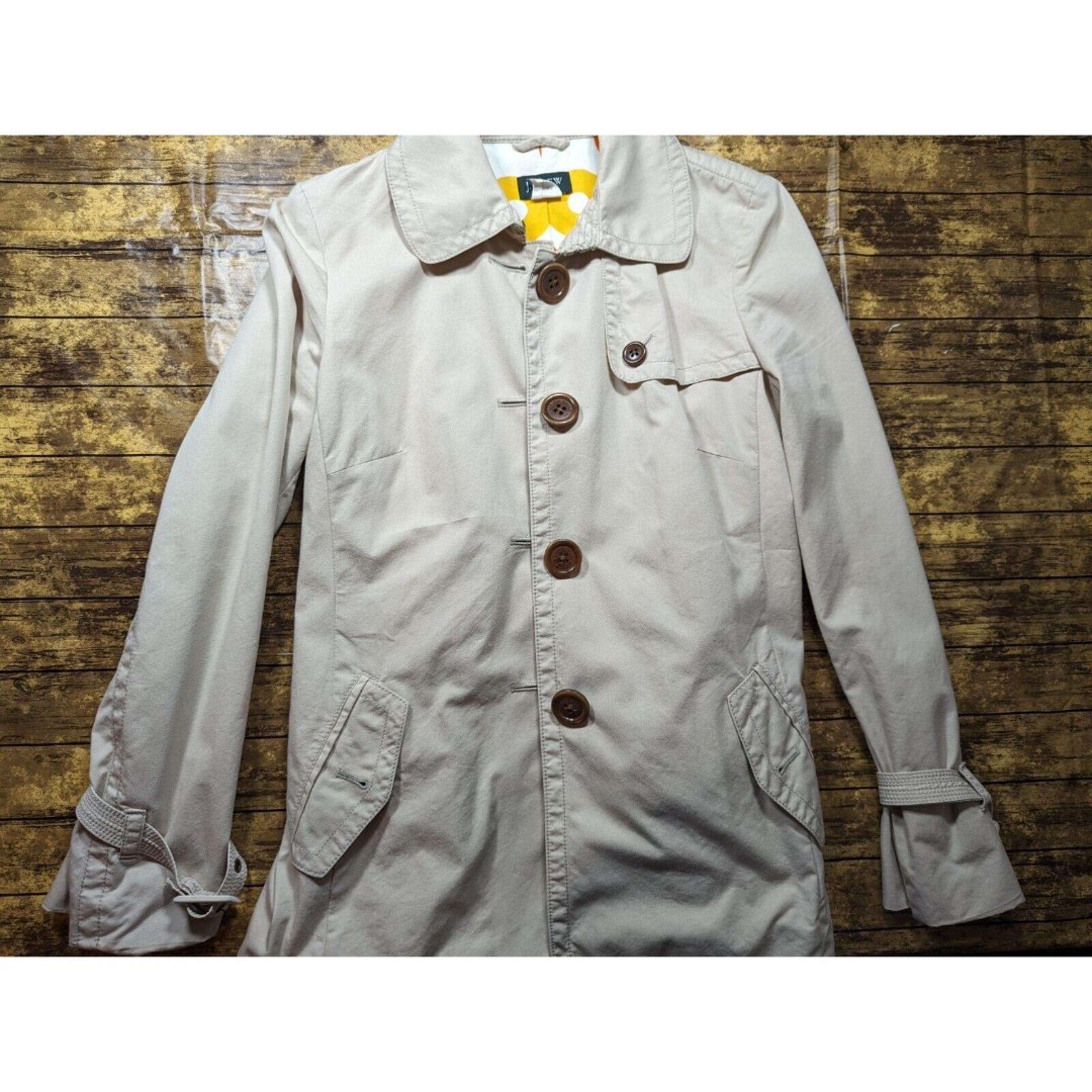 J. Crew Women's Beige Icon Trench Coat Vintage Khaki Size 4 Vintage Style