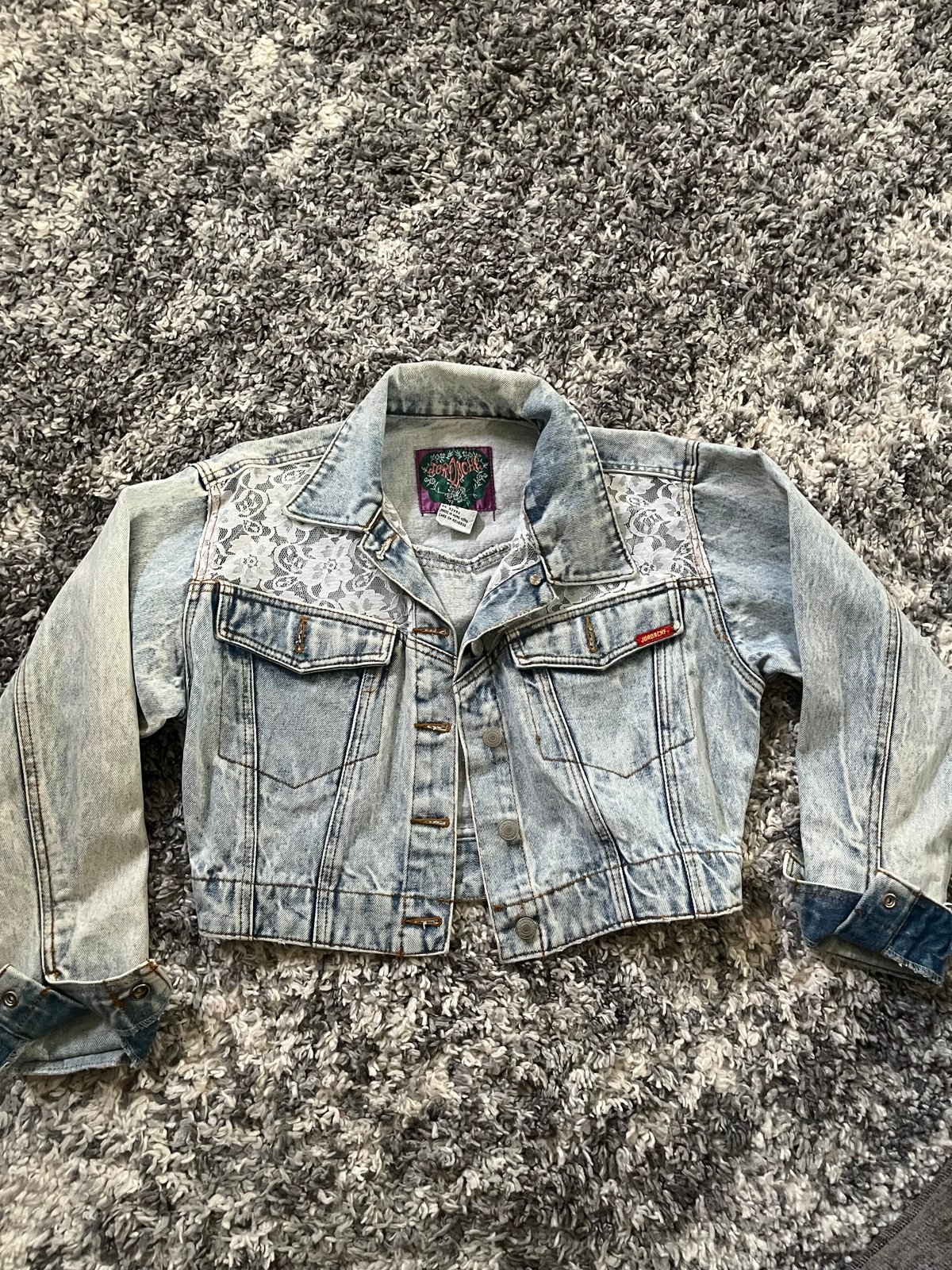 Vintage 80’s/ 90’s Jordache Women’s Lace Denim Crop Jacket size S