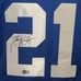 Tiki Barber Signed Custom Blue Football Jersey Beckett