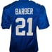 Tiki Barber Signed Custom Blue Football Jersey Beckett