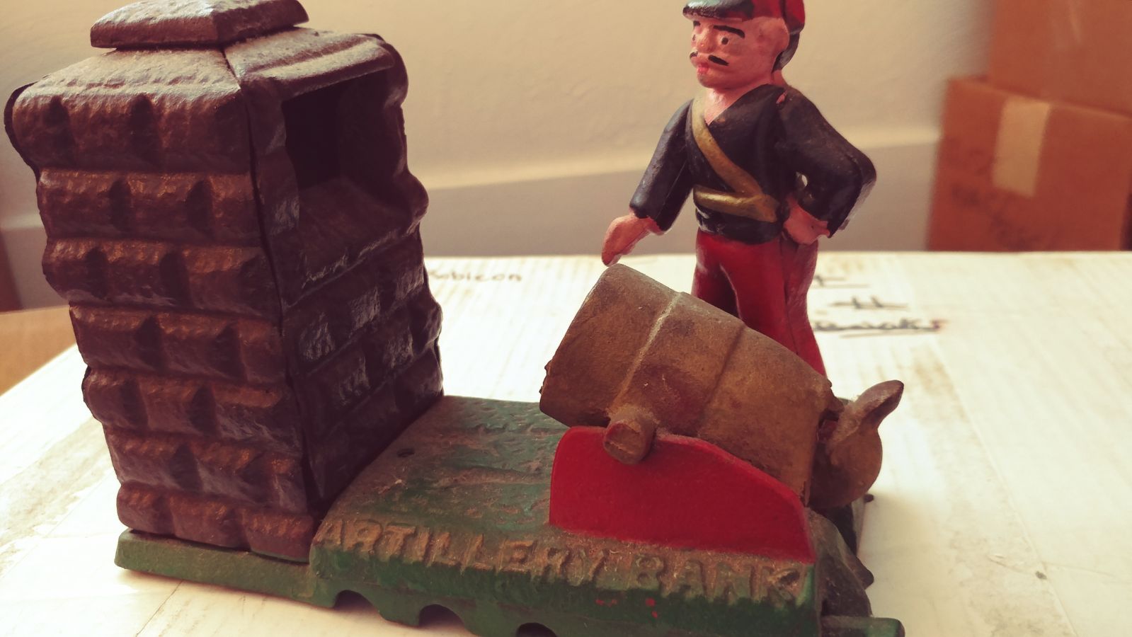 Cast iron mechanical artillary toy