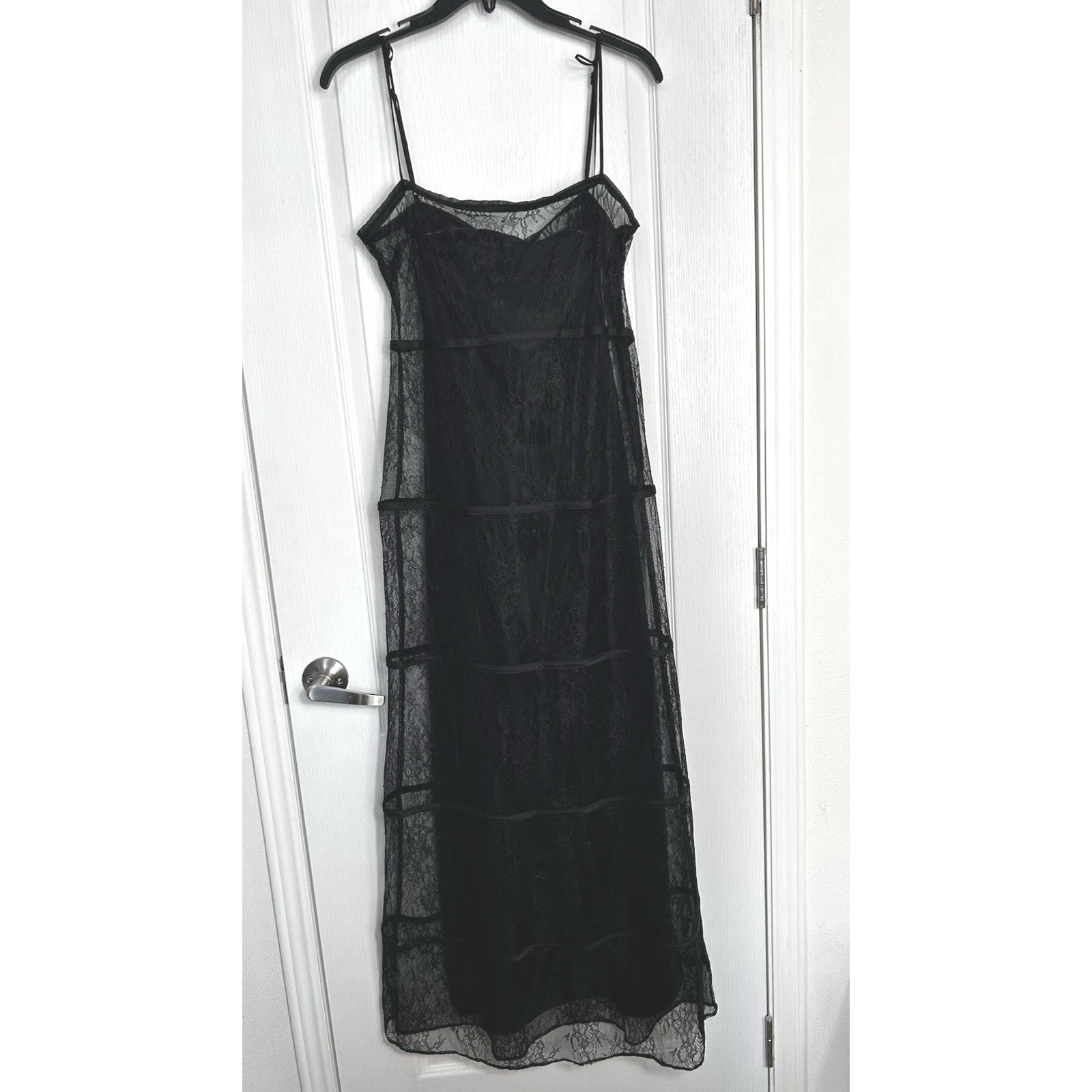 GIANNI BINI X Caelynn Lace Layered Slip Dress Black Romantic Whimsical SZ 8 Mesh
