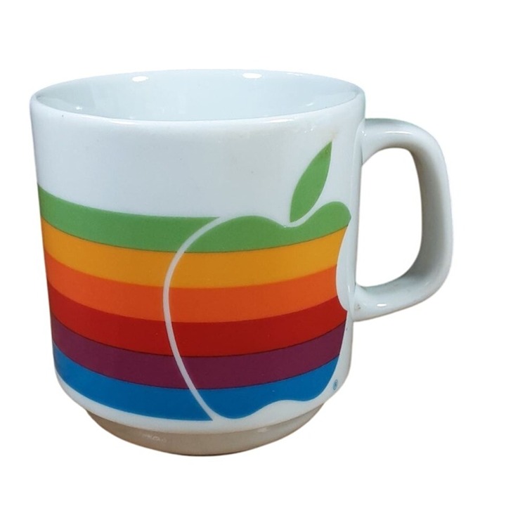 Vintage Apple Computer Logo 80's Mug Papel Rainbow MacIntosh Lisa Coffee Cup