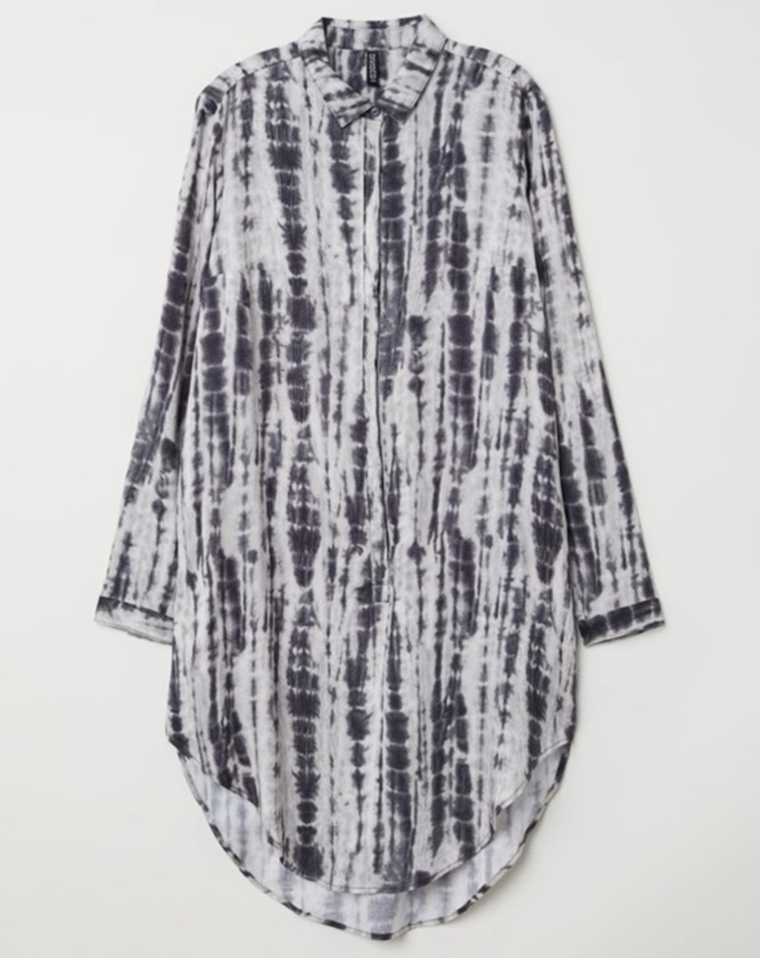 H&M Black & Grey Tie Dye Tunic/Shirt Dress Boho Bohemian Festival Women's Size 4