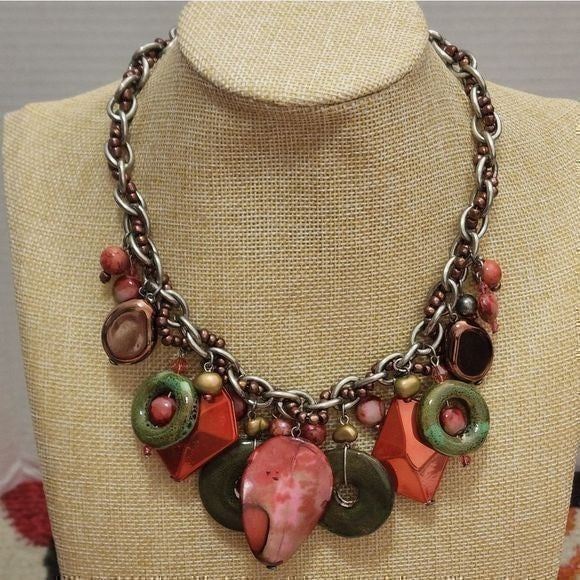 TRESKA funky beaded charm necklace new