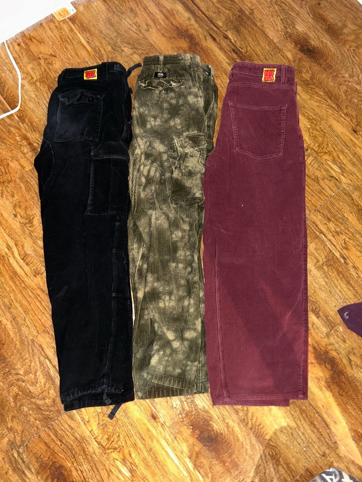 2 pairs of empire and 1 pair of vans corduroys