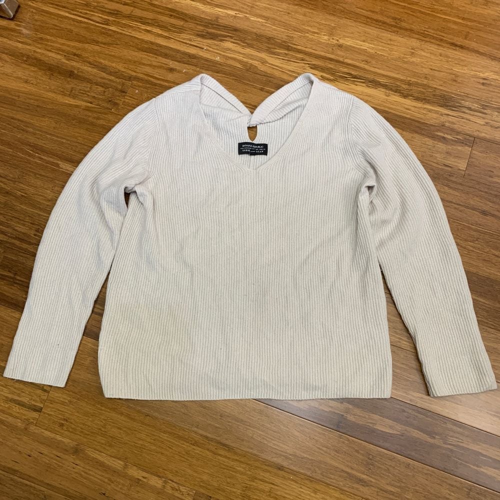 Banana Republic Todd & Duncan Sweater Womens XL Beige Scottish Cashmere Ribbed