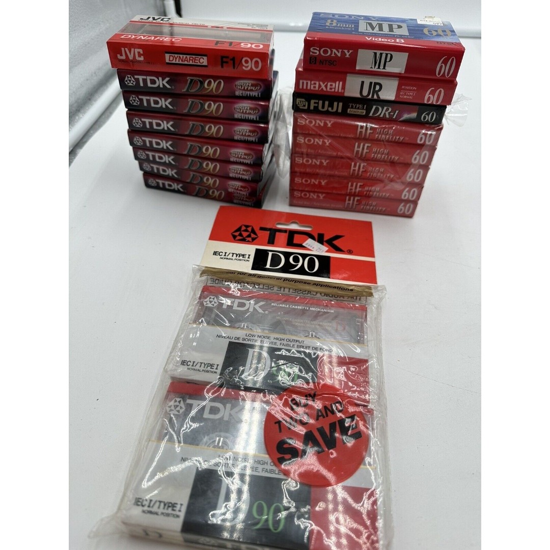 Lot of 18 TDK Sony Blank Audio Cassette Tapes IEC I/Type I D60 D90 High Output