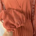 Women's Maxi Dress Pleated Puff Long Sleeve Rust Colored Plus Size 2XL
