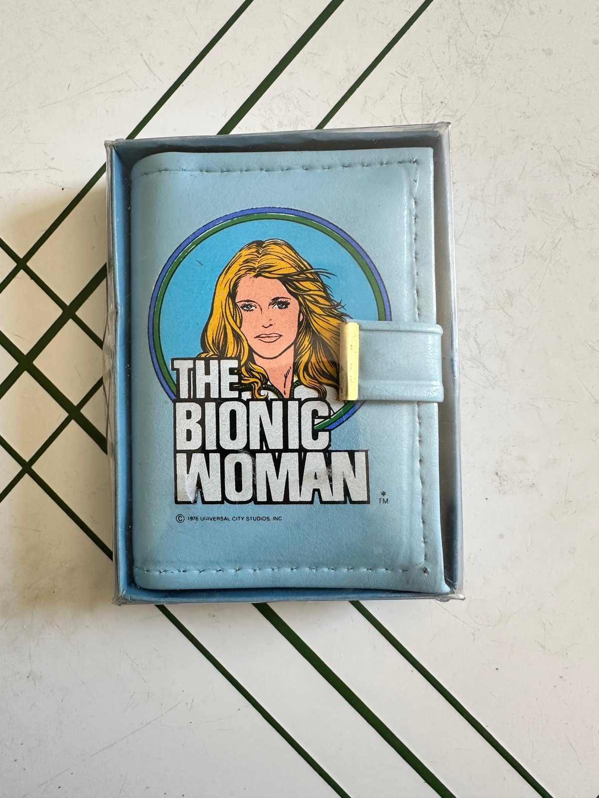 Vintage Bionic Women girls blue Clutch Wallet Unused New Rare