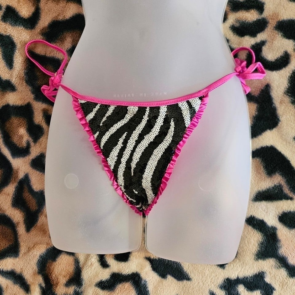 Beach bunny zebra sequin bikini bottom