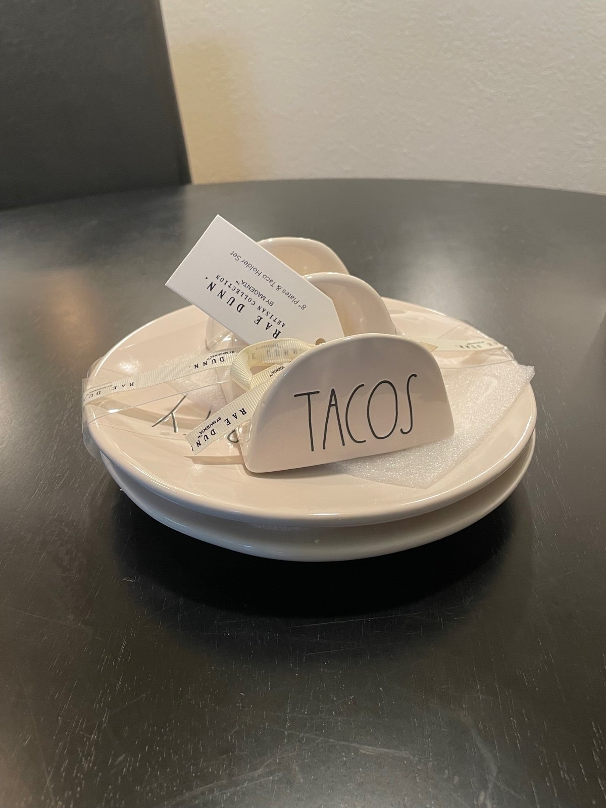 RAE DUNN  Plates And Taco Holder Set TACO DIRTY TO ME & LET'S TACO 'BOUT IT