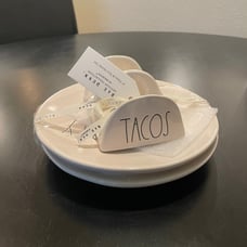 RAE DUNN  Plates And Taco Holder Set TACO DIRTY TO ME & LET'S TACO 'BOUT IT