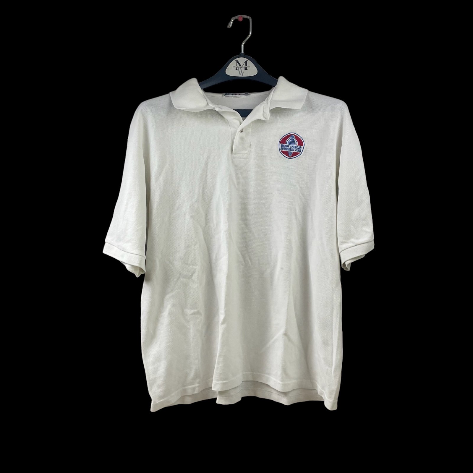 Jerzees Vintage Polo Shelby American Automotive Club White RARE HTF Large