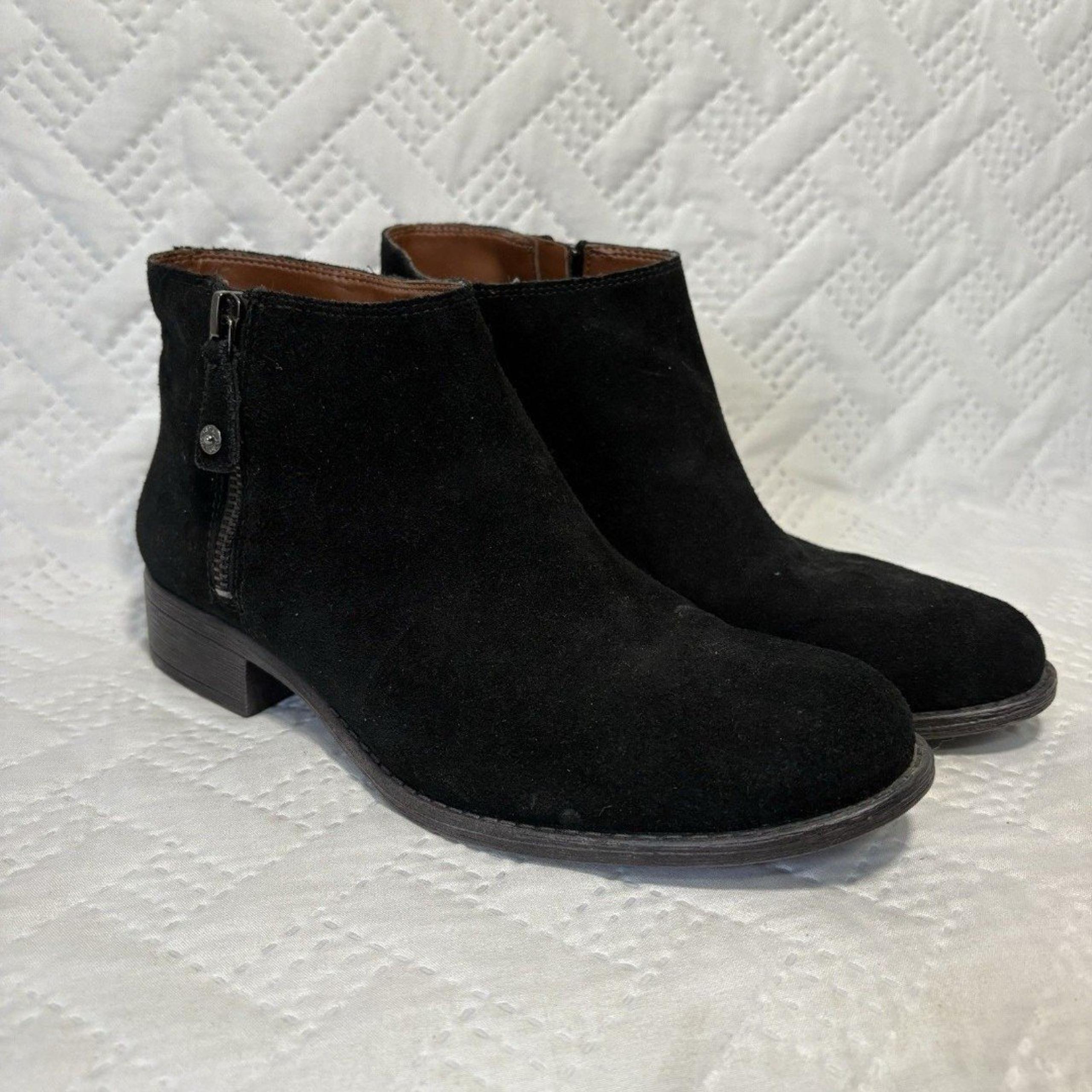 Enzo Angiolini Suede Elysian Ankle Boots Side Zip Black Women's Shoes Size 8 M