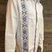 Mexican Guayabera Shirt Linen Blue Embroidery Long Sleeve