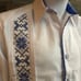 Mexican Guayabera Shirt Linen Blue Embroidery Long Sleeve
