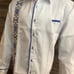 Mexican Guayabera Shirt Linen Blue Embroidery Long Sleeve