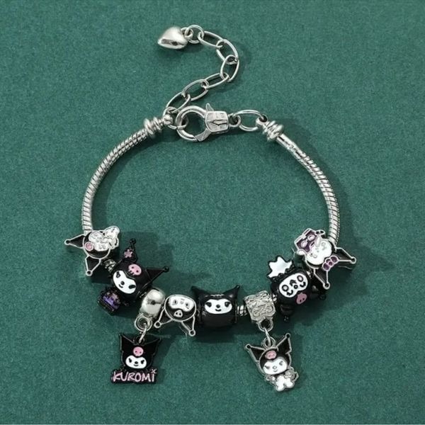 Silver and Black Charm Bracelet