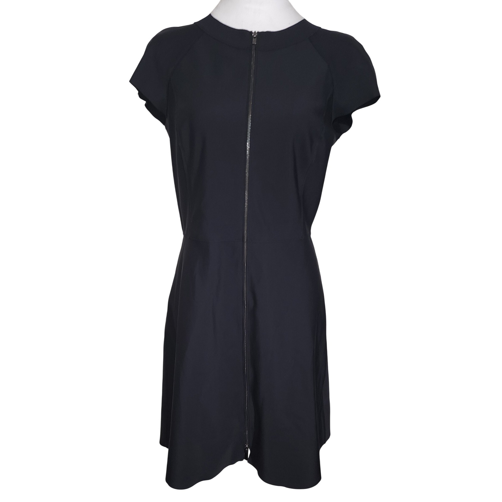 Tory Burch Black Zip Front Dress Career Casual Fit & Flare Size M